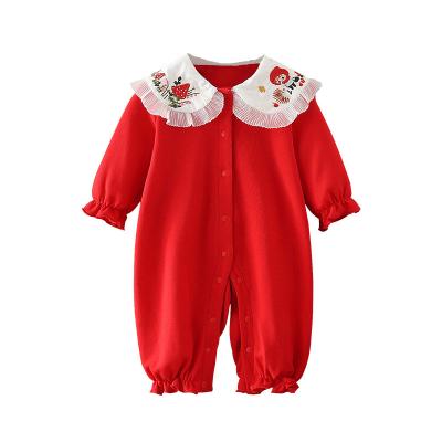 China Lovely Summer Style Baby Rompers Baby Halter Cool Crawling Suit Causal Soft Fairy Long Sleeve Infant Rompers With Lace And Embroidery for sale