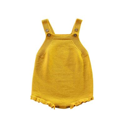 China Customized Causal Knitted Solid Color Baby Romper Vest Jumpsuit Baby Halter Crawling for sale