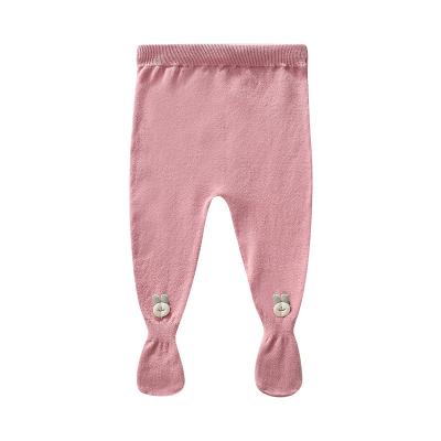 China 2022 Breathable New Style Baby Pants Spring Autumn Winter Girls Leggings Solid Color Full Length Knitted Unisex Baby Leggings With Socks for sale