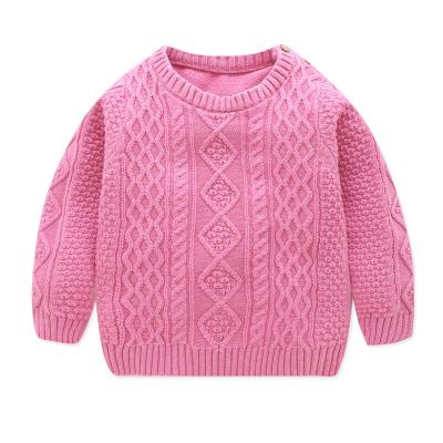 China Breathable Solid Color Round Collar Baby Clothes Winter Baby Unisex Knitted Sweater For Kids Children for sale