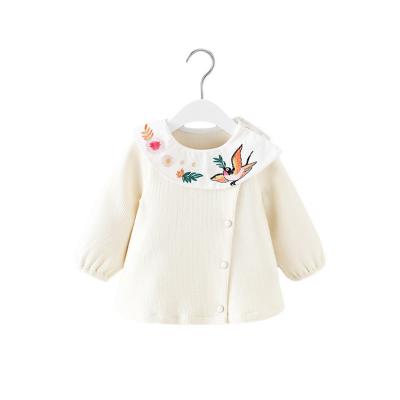 China Fashion Breathable Soft Lovely Baby Slim Girl Coats And Outwears Spandex Cotton Basic Coat Shirt With Embroidery for sale