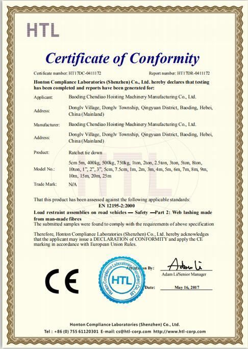 CE - Baoding Chendiao Hoisting Machinery Manufacturing Co., Ltd.