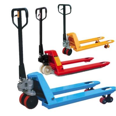 China Hotels 2500kg Hydraulic Hand Pallet Trucks AC Pump Pallet Truck Cart for sale