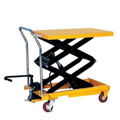 China Warehousing 350kg 500kg Portable Supermarkets Manual Hydraulic Heavy Duty Platform Trolley for sale