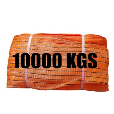 China CE 10 Ton 10000KG 100% Polyester Flat Lifting Sling Webbing Sling 1M 2M 3M 4M 5M 6M 8M 10m Polyester CE 10 Orange for sale