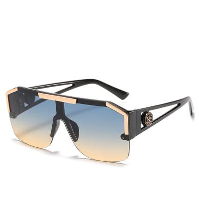 China Fashion sunglasses 2022 newest fashion flat surface one-piece large frame hot selling famous brands designer sunglasses for sale