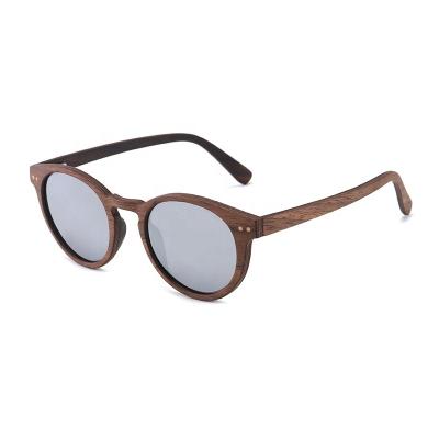 China High Quality Custom Fashion Round Logo Hot Retro Mirror Round Wooden Designer Sunglasses for sale