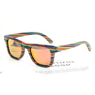 China Fashion Sunglasses Bamboo Skateboard Sunglasses Rainbow Polarized Wooden Cateye High Quality for sale