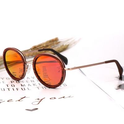 China Fashion Sunglasses Reflect Custom Polarized Round Trend Metal Wood Sunglasses for sale