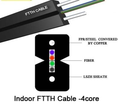 China Corning G657A 4 Core FTTH Cable,4 Core FTTH Fiber Optic Cable for sale