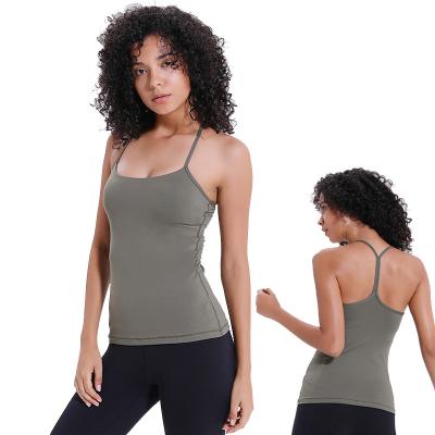 China 2022 Professional Lemon Breathable Tops Lulu Yoga Vest With Chest Pads Gathered Beauty Back Fitness Yoga Tops Breathable Tanks for sale