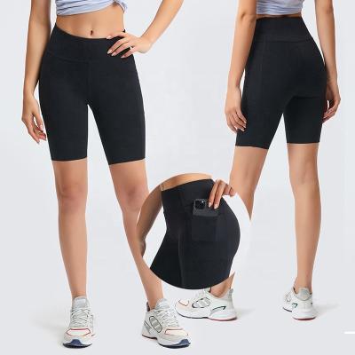 China Lulu 2021 Breathable Line Up Feeling Second Skin Solid Color Leisure Training Female Quick Dry Breathable Shorts With Side Pockets for sale