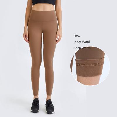 China 2022 lulu Fleece Breathable Inner Wool Autumn Winter Warm Leggings Keep Warm Fitness Yoga High Waist Soft Gaiters for sale