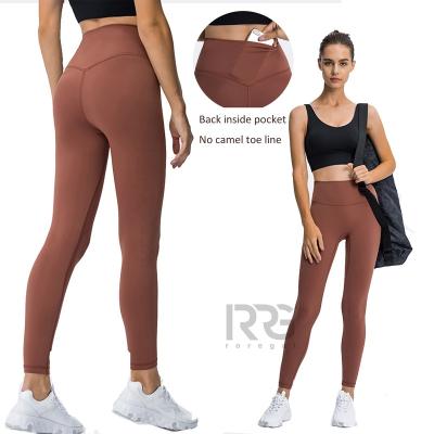 China New Arrival 2022 Breathable Line Up Fitness Leggings No Brow Line High Waist Camel Toe Pants Women With Pocket Lulu Women Leggings for sale