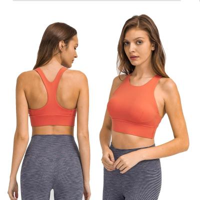 China 2022 Breathable Lulu Y Collar Y Back Stretch Sports Bra Top Hem Wide High Strength Shockproof Sports Underwear For Women for sale