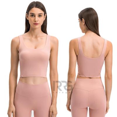 China 2022 New Breathable Lulu Yoga Wear New Yoga Top Vest With Back Chest Padded Cushion Fitness Blazer Woman Running for sale