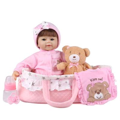 China Toy Soft Silicone Vinyl body +cloth pink 18 inch realistic real silicone newborn baby doll for sale