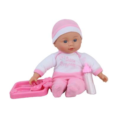 China Soft Toy Factory Producing High Quality Cotton Toy Baby Silicone Doll With Cutlery And Bottle for sale