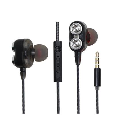 China New Arrival 3.5mm In-ear Double Driver Earbuds Earphone With Wire Wired Headphones for sale