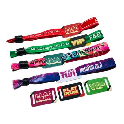 China Custom Size and Logo RFID Polyester/Ribbon Wristband for Concert Party Festival Events for sale