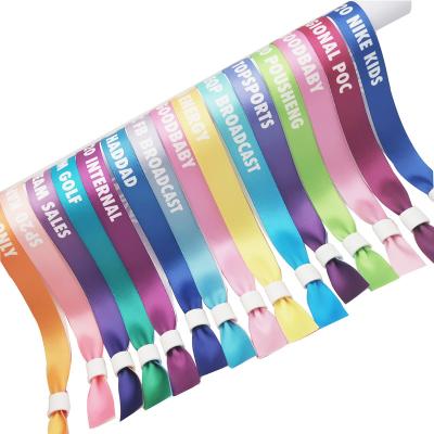 China Custom Event Wristbands with RFID Chip Satin Fabric and Brands Logo Text Printing for sale