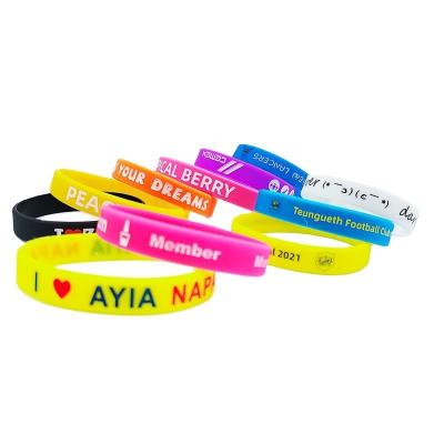 China Custom Size Waterproof Debossed Printing Rubber Plastic Bracelet for Events Festival for sale