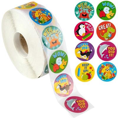 China 1 inch 25mm Round Stickers 500 Pcs Cute Animals Labels for School Rewards and Teachers for sale