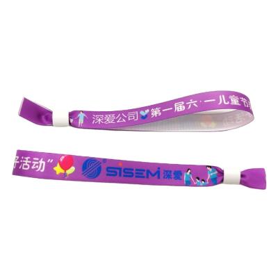 China Kunstwerk Custom Logo Sublimation Kurzseil Gewebtes Einweg-Armband für das Festival zu verkaufen