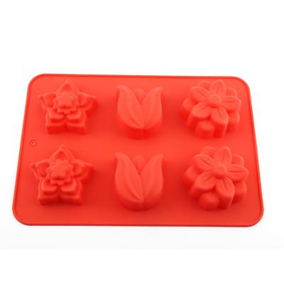 China Viable 6 Cavity Rose Flower Shape Cake Mold Decorating Tools for sale