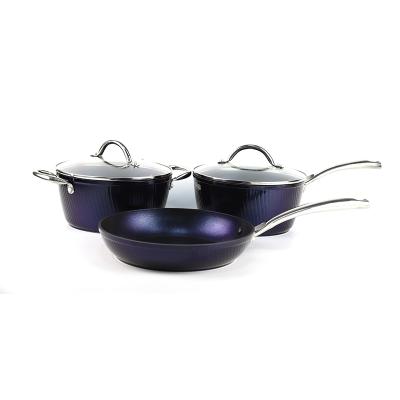 China Non Sustainable Forged Aluminum Stick Cookware Set With Stainless Steel Handle for sale