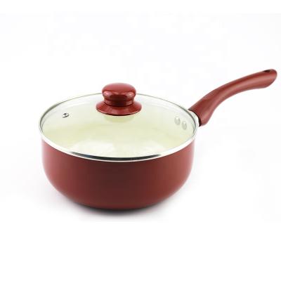 China Sustainable Aluminum Stamped Ceramic Coated Milk Pasteurize Sauce Pan for sale