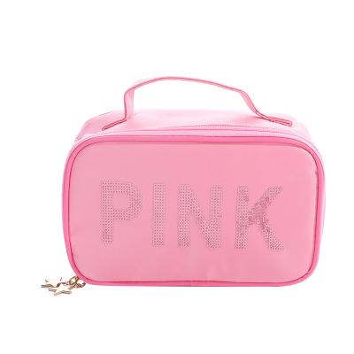 China Pink Movable Travel Logo Cosmetic Bag Makeup Portable Customizable 1pc/poly 2021 New Sequin Bag Customized Logo Acceptable Box BL Eco-friendly for sale