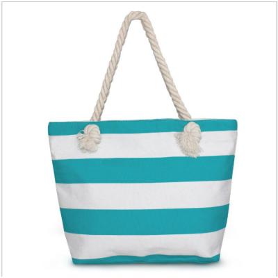 China Wholesale Dropshipping Durable Striped Tote Canvas Woman Beach Handbags From China for sale