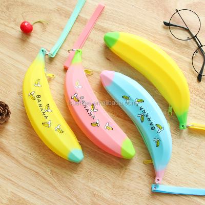 China China factory durable banana shape silicone custom pencil case for sale