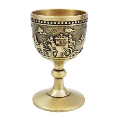 China Real luxury antique juniper white wine court style gold design wine glass decoration copper bronze goblet viable glass for sale