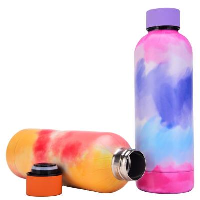 China 2022 Viable Mug New Creative Stainless Steel Small Mouth Thermos Dye Tie Straight Color Outdoor Cup Straw Drinkware Cup Bottle Cup for sale