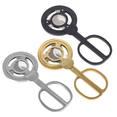 China Casual Windmill Round Cuban Punch Cigar Scissors Cigar Scissors Stainless Steel Double Cutter Sharp Edge for sale