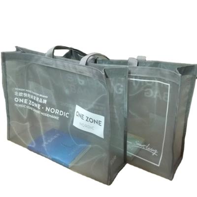 China Nylon Handled Mesh Clear Breathable Mesh Beach Shopping Bag With Handle Can Be Printed Logo for sale