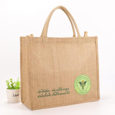 China Logo Foldable Gunny Burlap Jute Custom Made Recyclable Promotional Wholesale Eco-Friendly Tote Bag For Shopping for sale