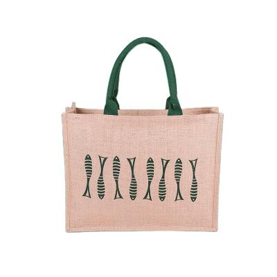 China High quality custom logo nature eco friendly hemp jute handled organic waterproof used tote bags wholesale for sale