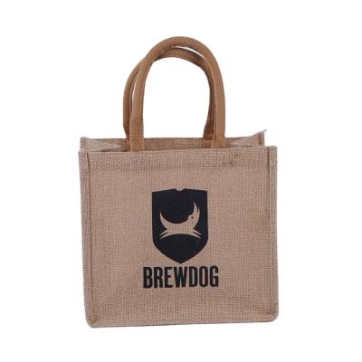 China Wholesale Custom Printed Reusable Shopping Jute Handled Burlap Handbag Eco Small Waterproof Tote Bags for sale