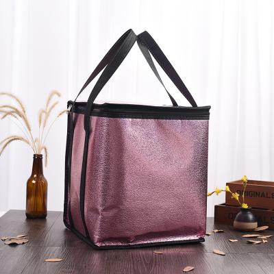 China Waterproof Excellent Quality Lunch Picnic Tote Bag Non Woven Lamination Box Portable Outdoor Cooler With Handle Zipper for sale