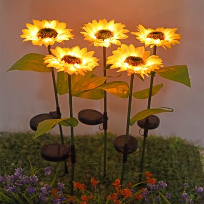 China New Waterproof+Solar Led Plug-in Light Sunflower Decoration Solar Light Outdoor Simulation Garden Lawn Garden Light for sale