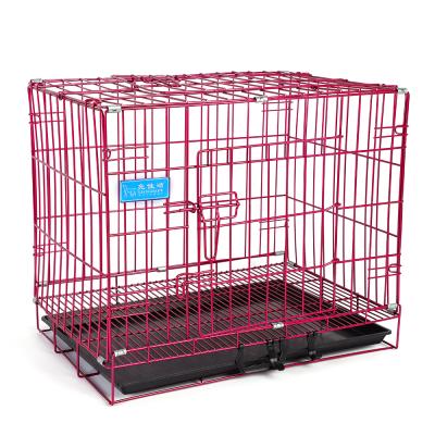 China Durable Breathable Metal Wire Kennel Dog Cages Portable Outdoor Indoor Double Door Dog Crates With Cover Pet Cages for sale