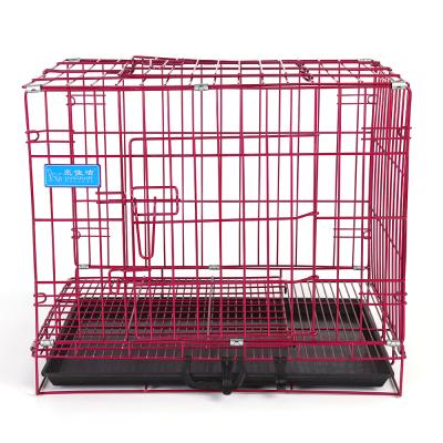 China Lankit OEM Breathable Double Door Wire Folding Dog Crate 48x28x33 Pet Dog Crates for sale