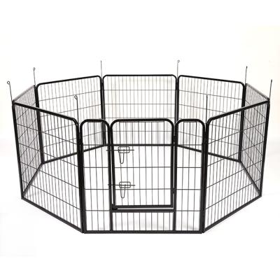 China Breathable Outdoor Pet Supplies Puppy Exercise Cage Fence Black Metal Pet Fence Stocked Dog Playpen Fence for sale