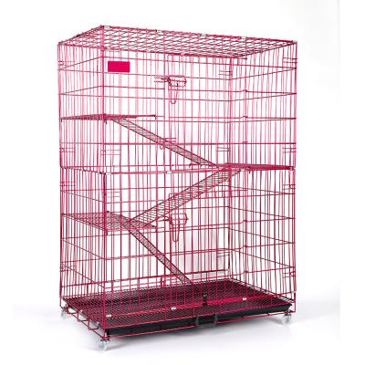 China Outdoor Design Breathable High Quality Double Door Cat Cage Laid Large Durable Easy Cleaning Cat Cages For Sale for sale