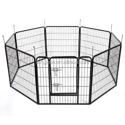 China Outdoor Indoor Dog Playpen Exercise Barrier Black Color Breathable Wire Mesh Cage Kennel Play Pen With 8 Door Panel for sale