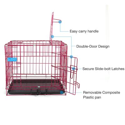 China Breathable High Quality Large Dog Crates Metal Large Size Kennel Portable Double Door Dog Crates For Sale for sale