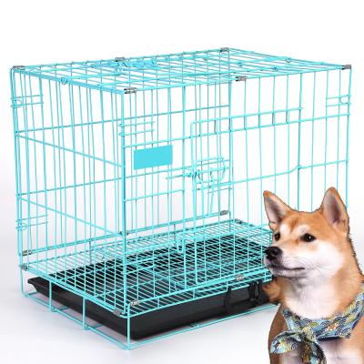 China Durable Blue Indoor Folding Dog Kennel Pet Cages Large Metal Dog House Breathable Eco-Friendly Cages Pet Cages for sale